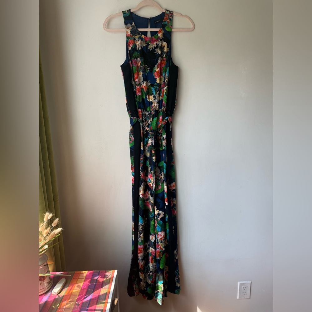 Karen Millen Navy Tropical Floral Belted Jumpsuit 6 - Picture 5 of 8